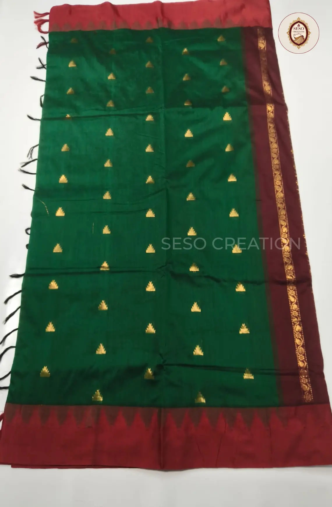 Premium Kalyani Cotton With Korvai Border - Green