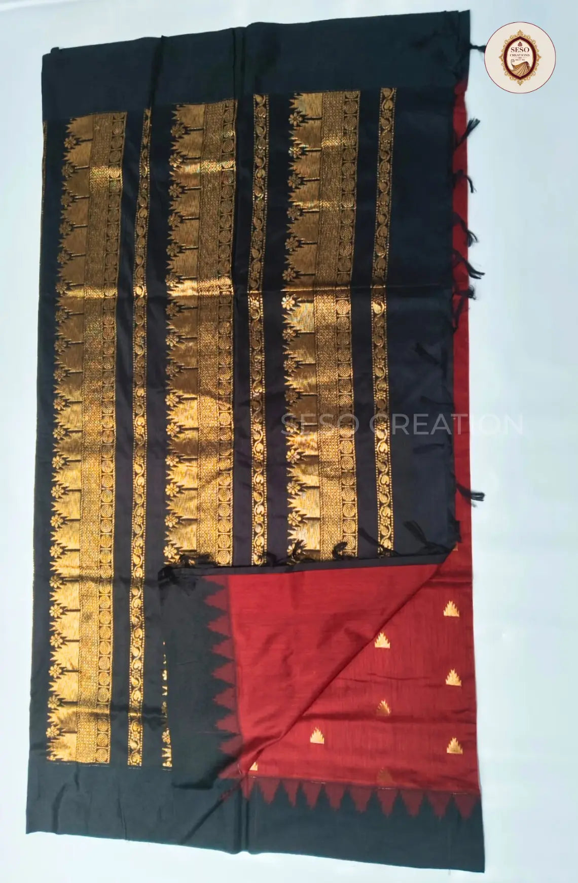 Premium Kalyani Cotton With Korvai Border - Maroon