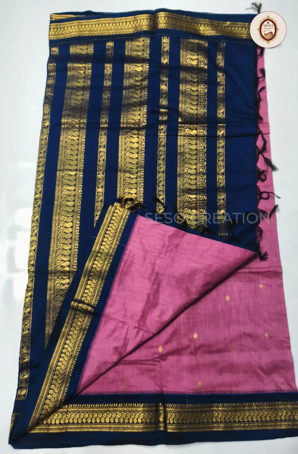 Premium Kalyani Cotton With Korvai Border - Rani