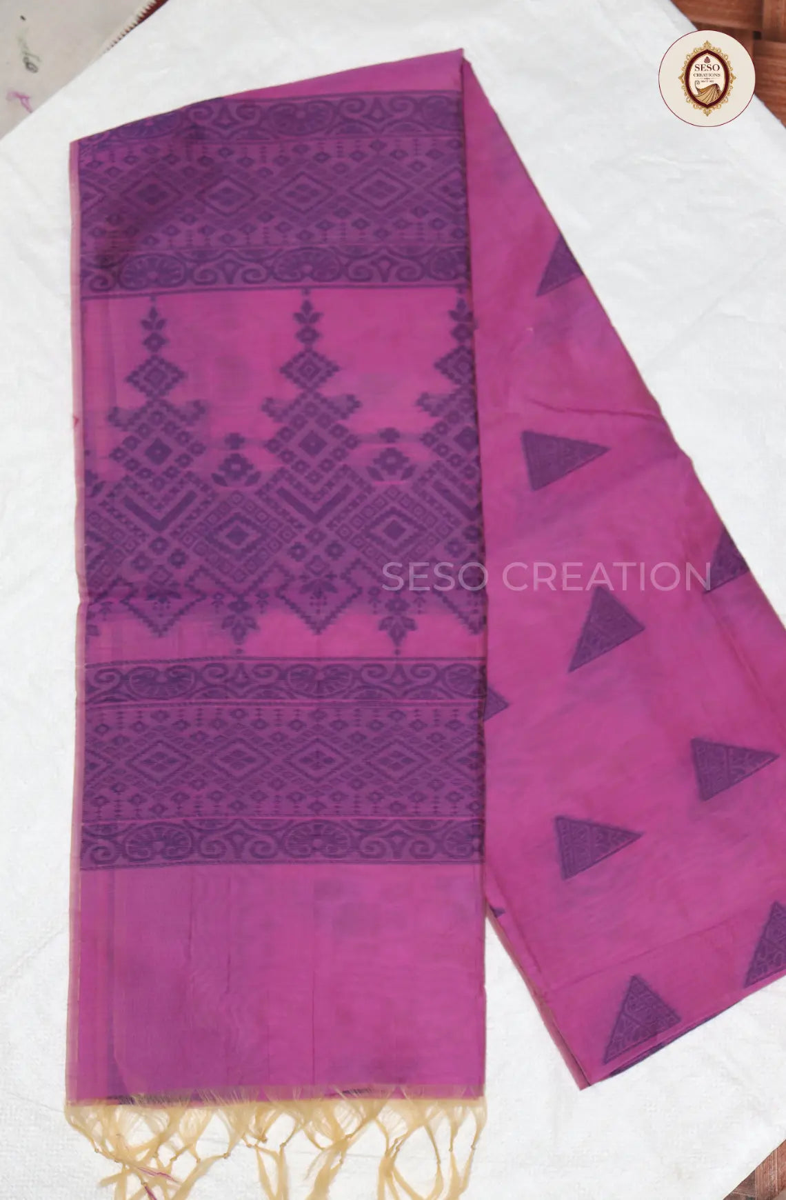 Kota Cotton Saree with Jute Butta Work - Tussar with Vadamalli