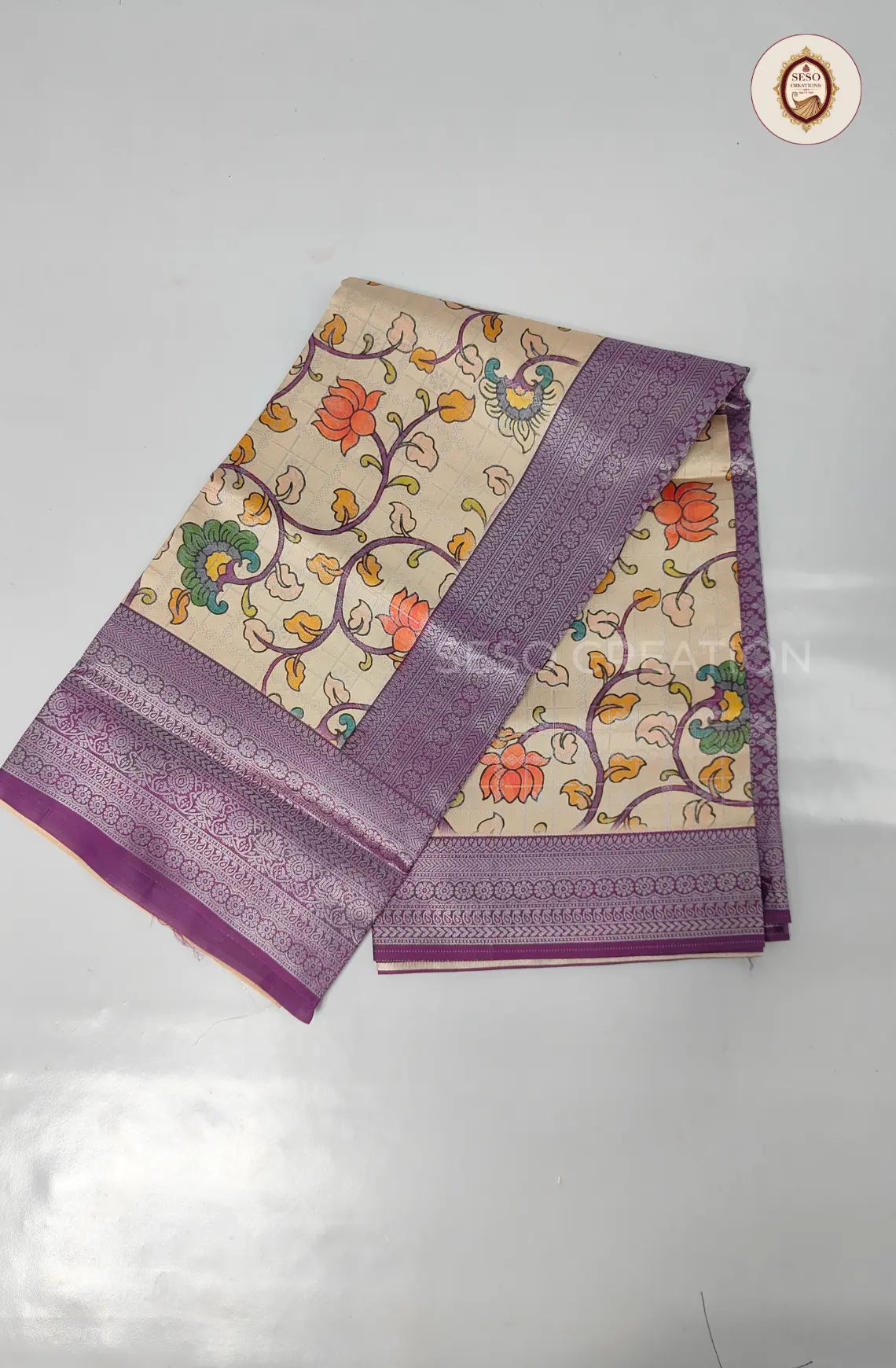 Kubera Soft Silk Printed Saree - Lavender