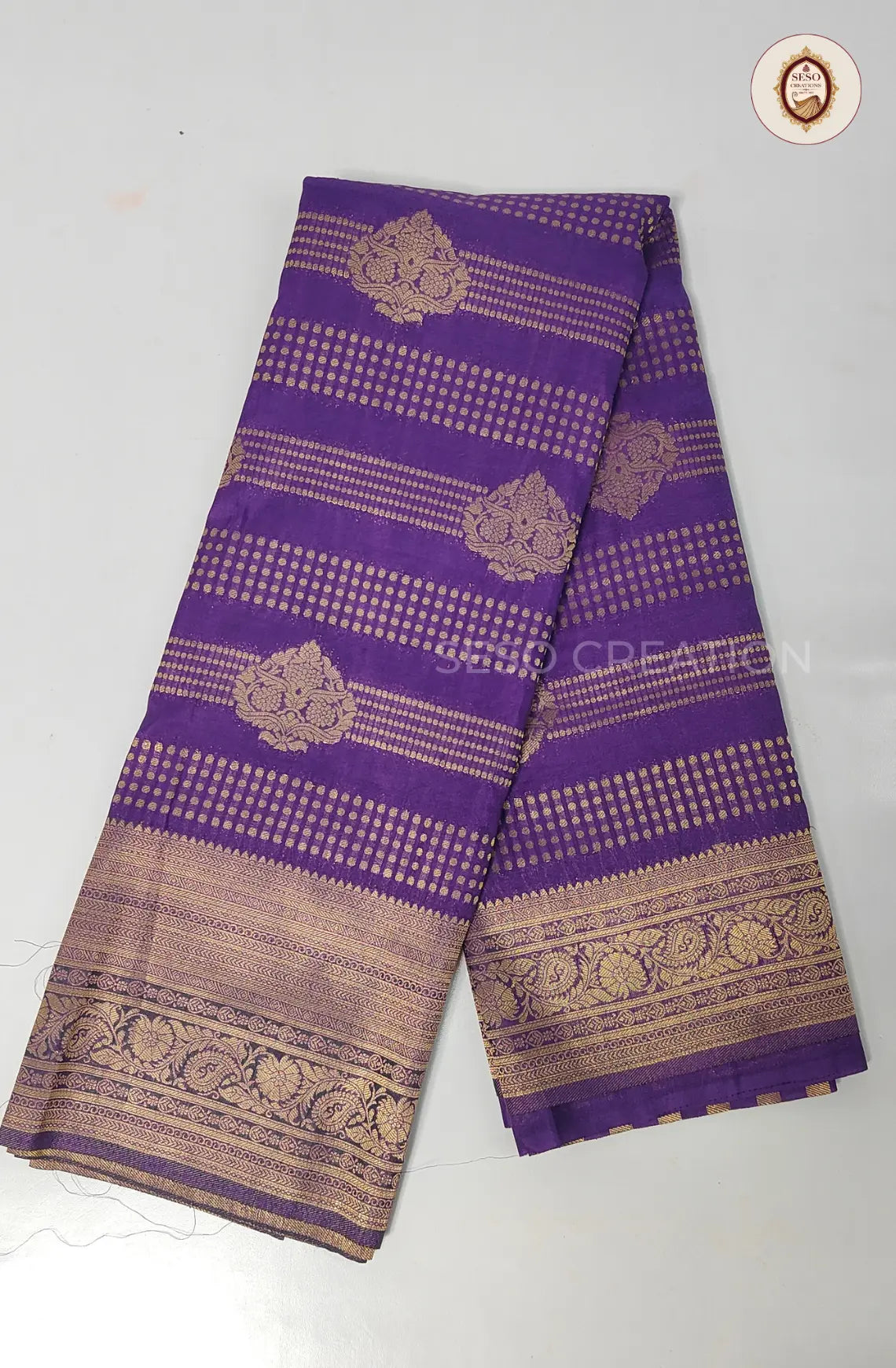 Mysore Crepe Soft Silk Saree - Violet