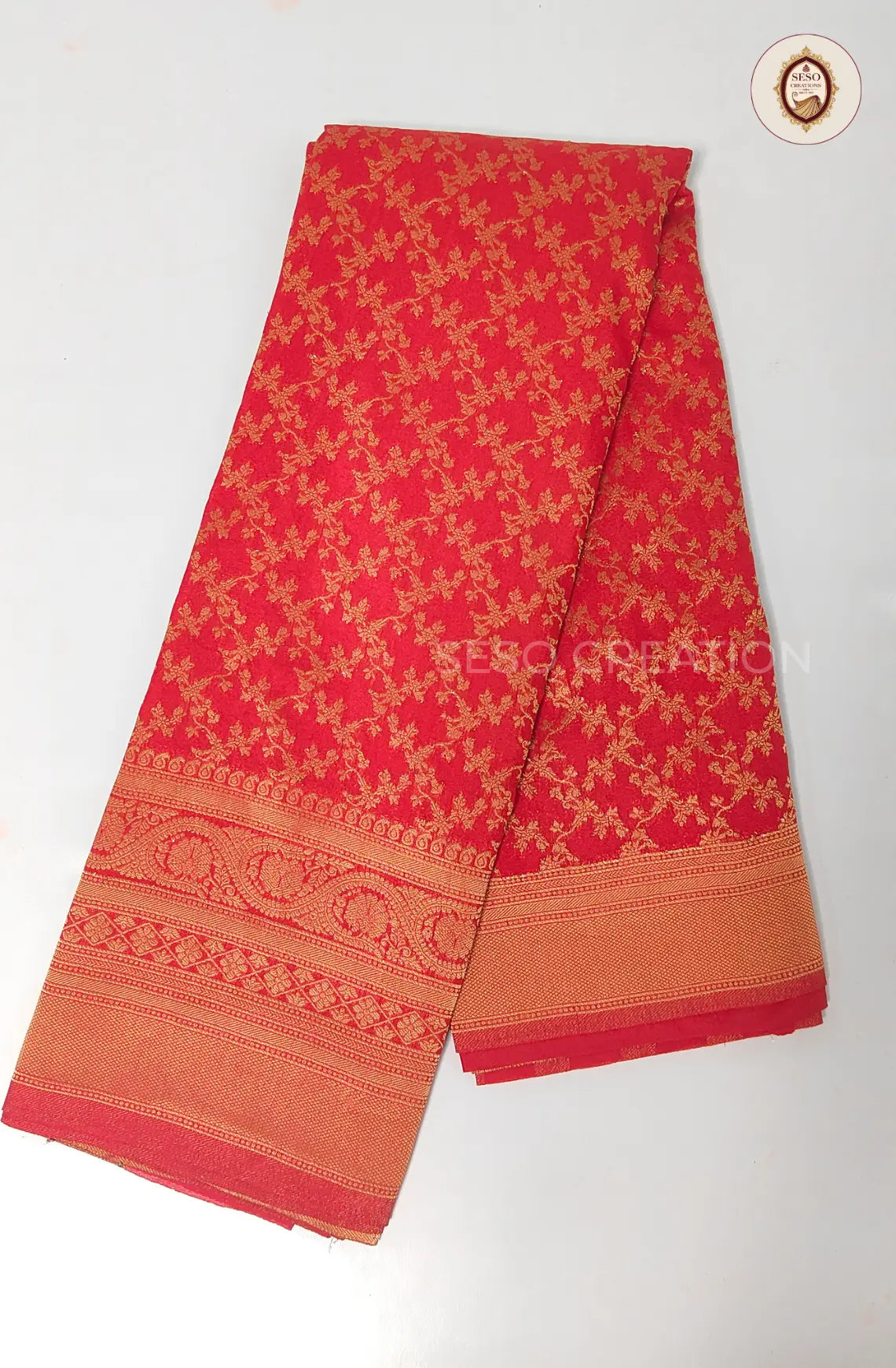 Mysore Crepe Soft Silk Saree - Red