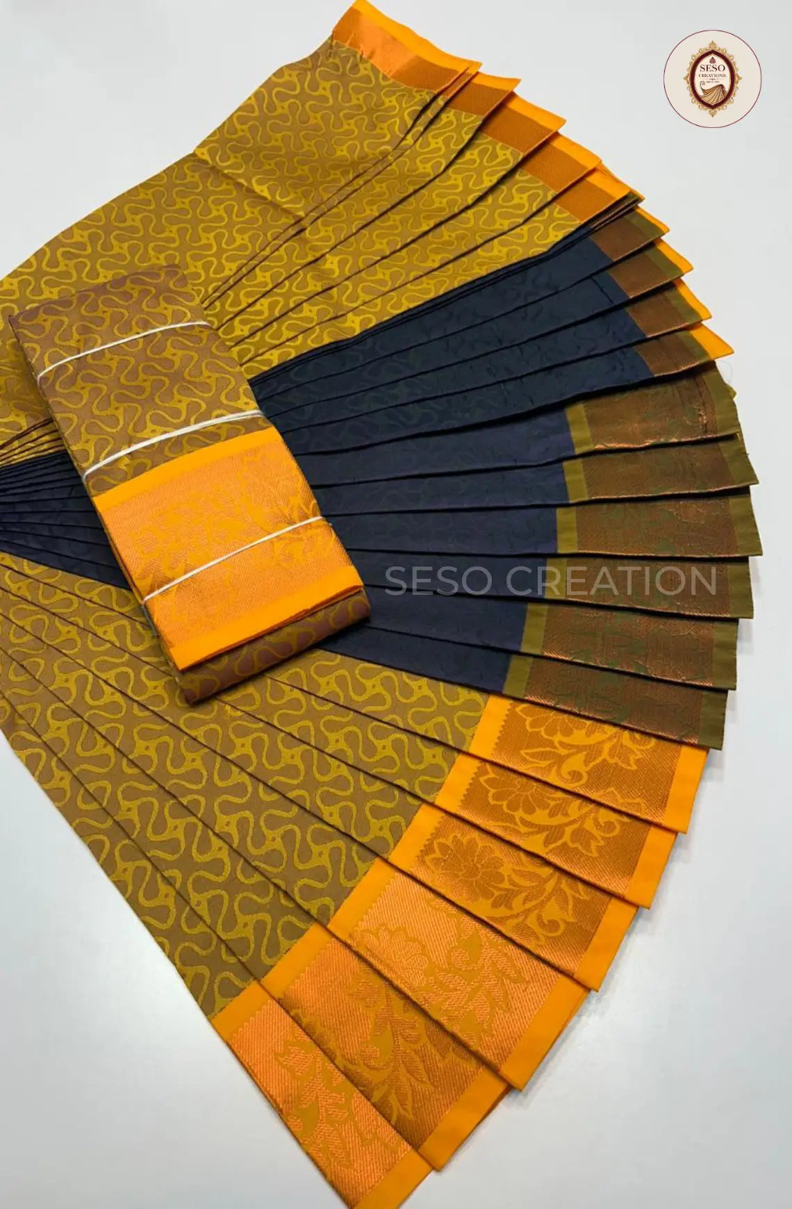 Pavithra Plain Emboss Semi Silk Saree - Chutney