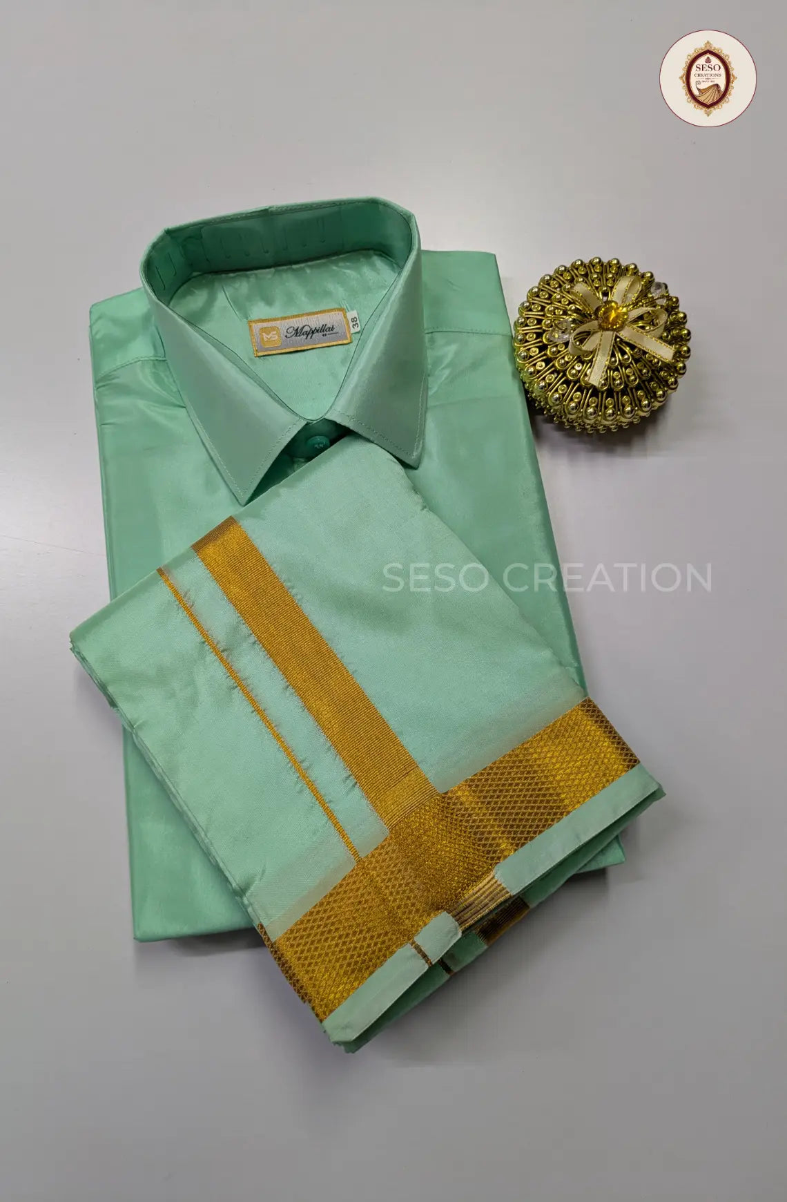 Premium Japan Silk Dhoti Set with Gold Zari - Rexona