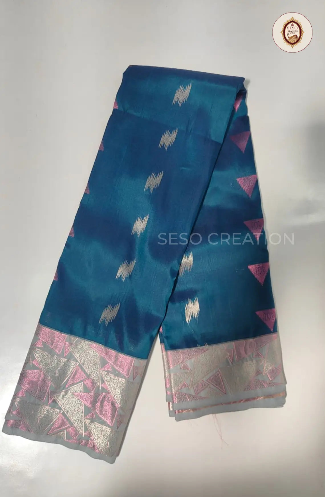 Semi Art Silk with Meena Border - Navy
