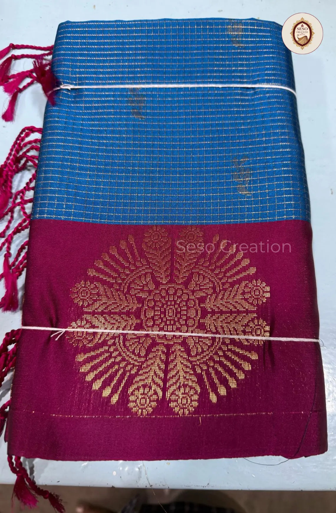 Semi Soft Silk Checked Saree - Royal Blue