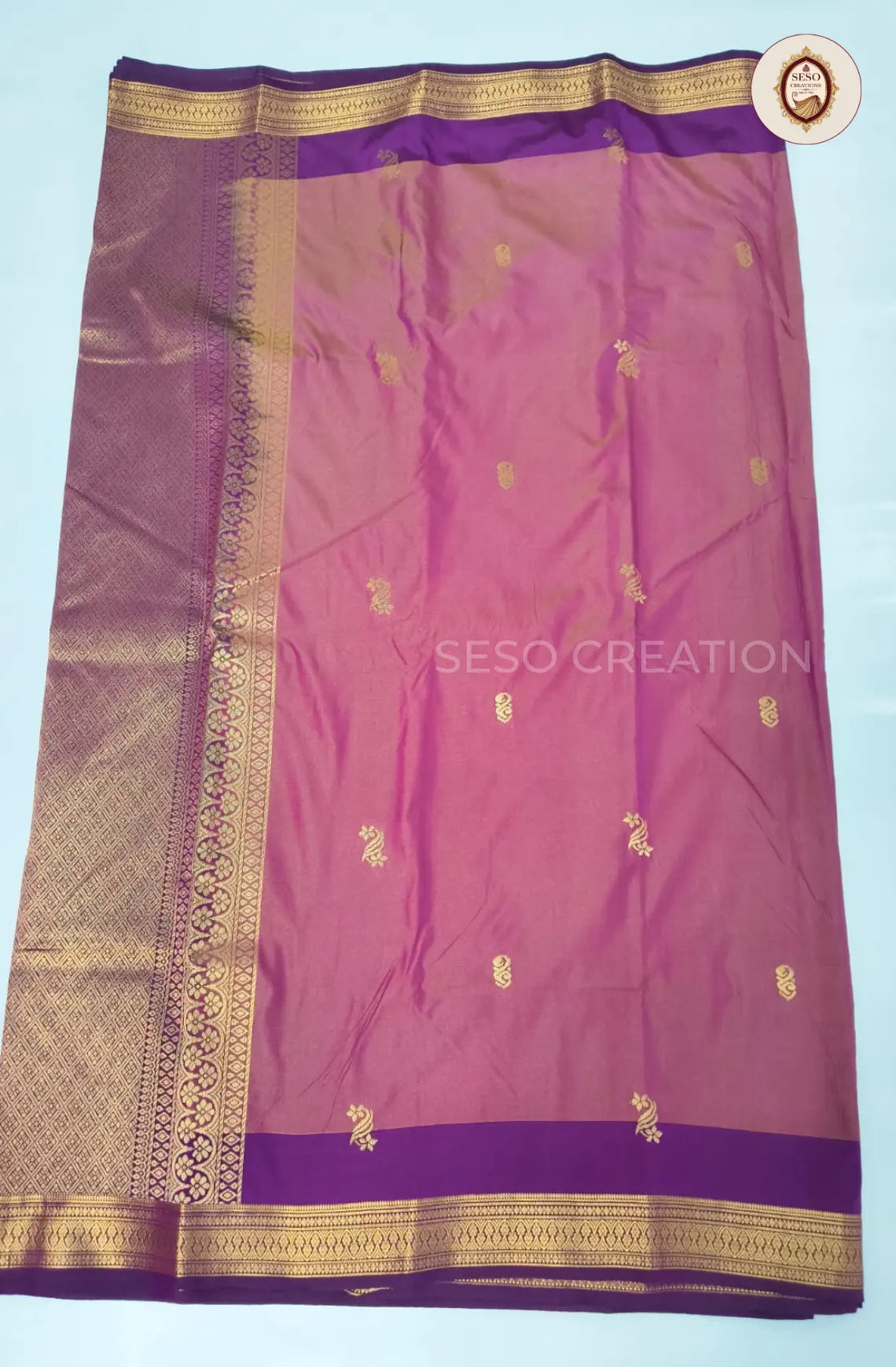 Semi Soft Silk Saree with Zari Woven Border - Rani