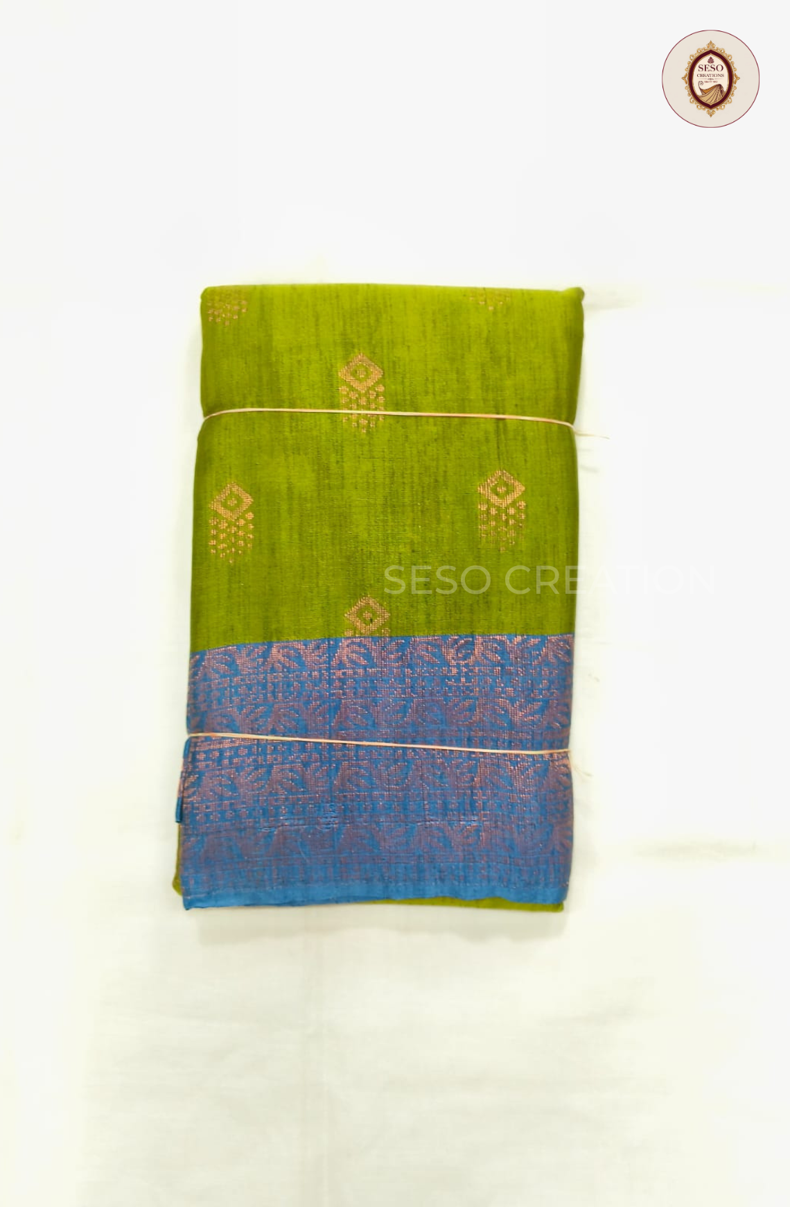 Semi Soft Silk Slub Saree with Butta Work - Green