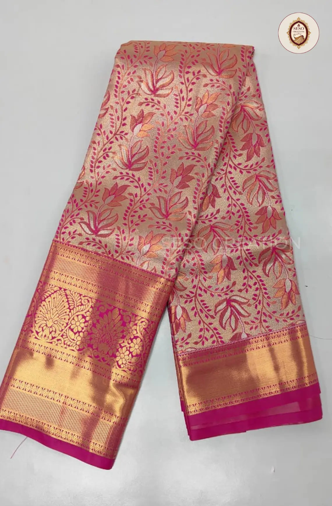 Semi Silk Tissue Saree - Baby Pink