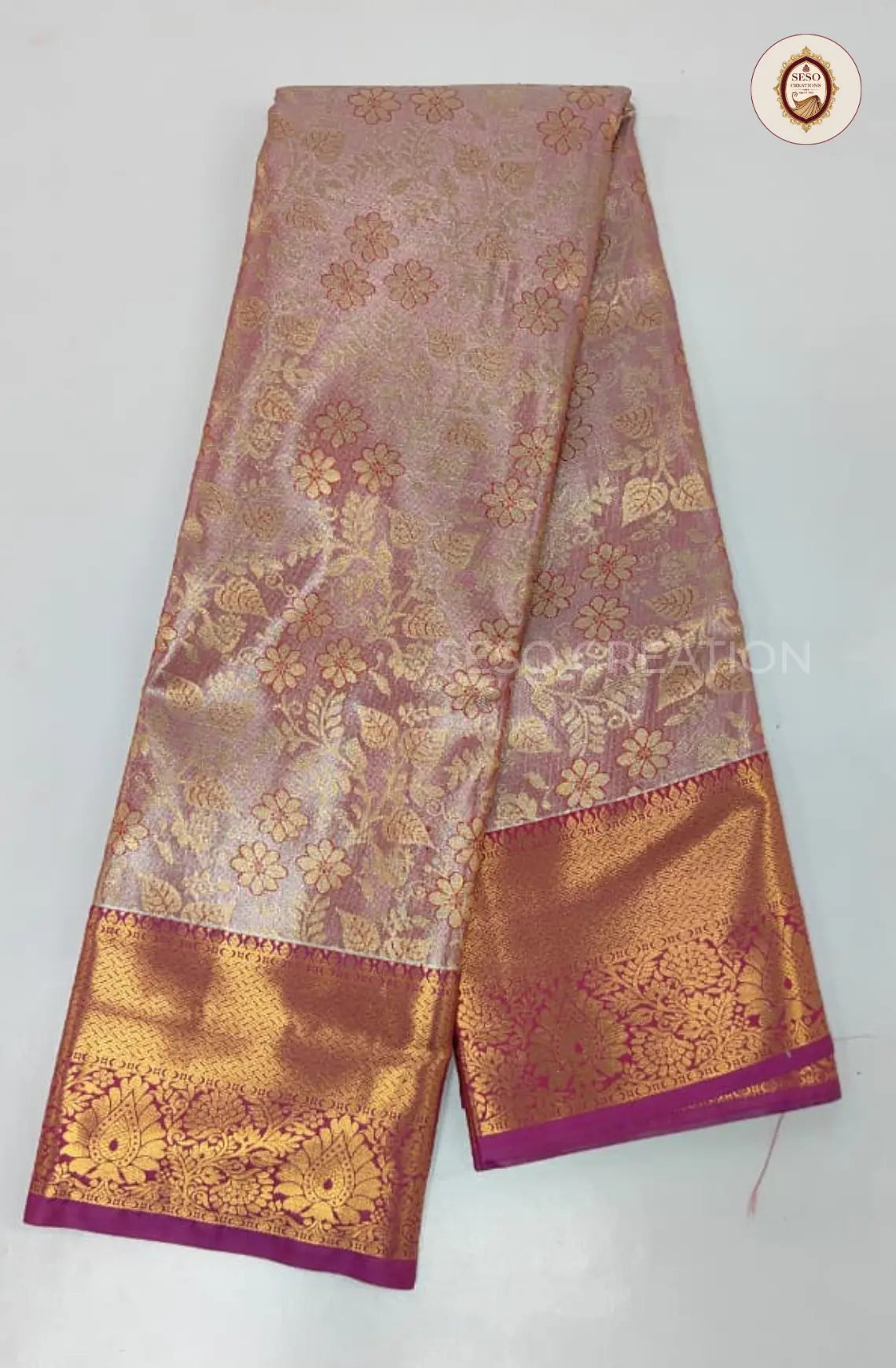 Semi Silk Tissue Saree - Dusky Peach