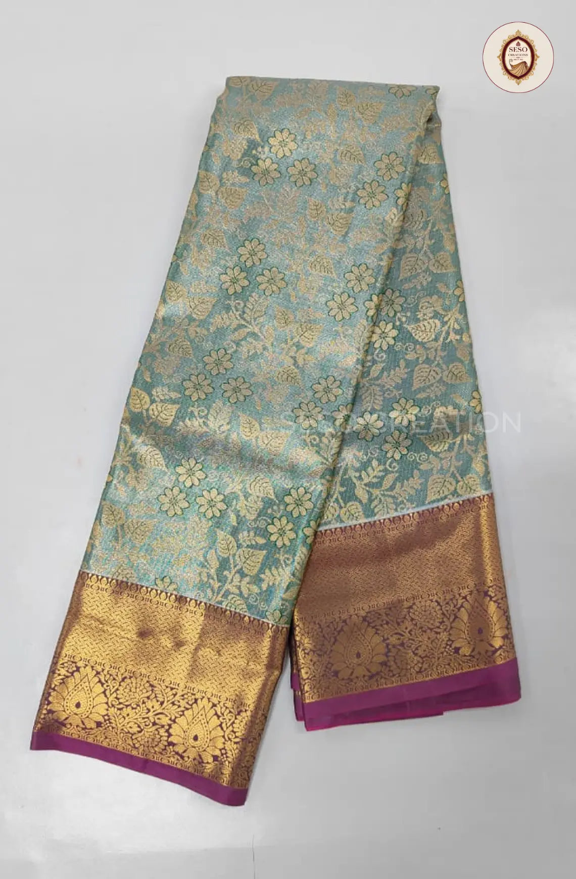 Semi Silk Tissue Saree - Rama