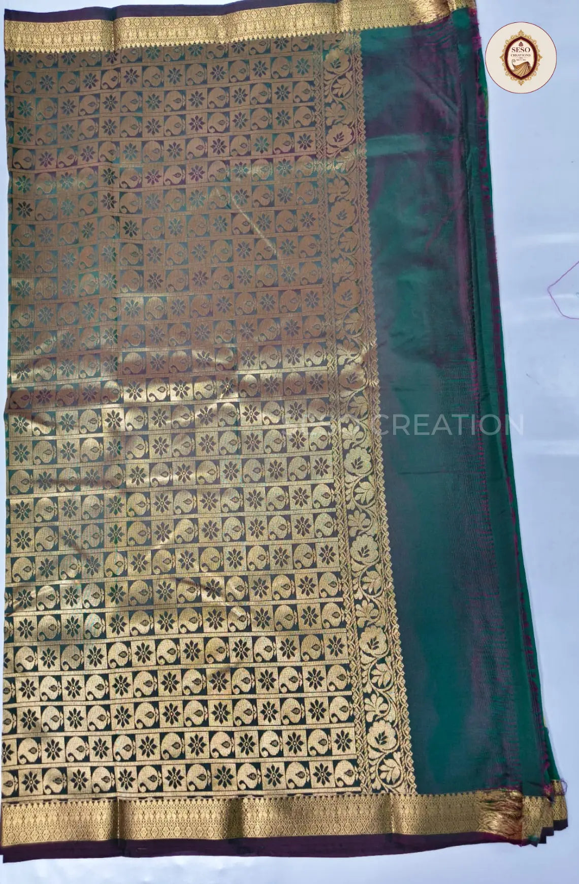 Semi Soft Silk Saree with Zari Woven Border - Nagapalam