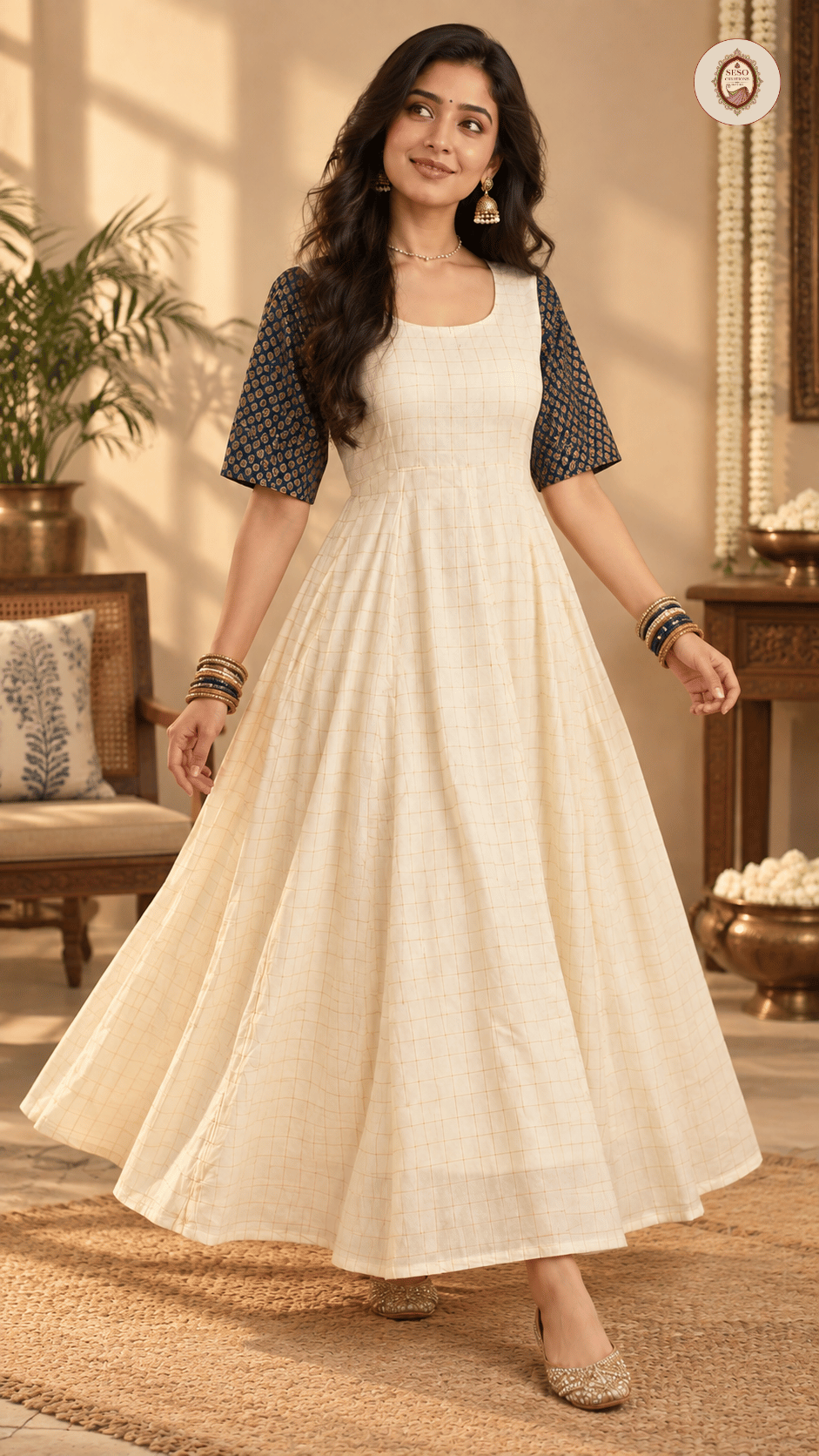 Women’s Plus Size Checked Maxi Dress