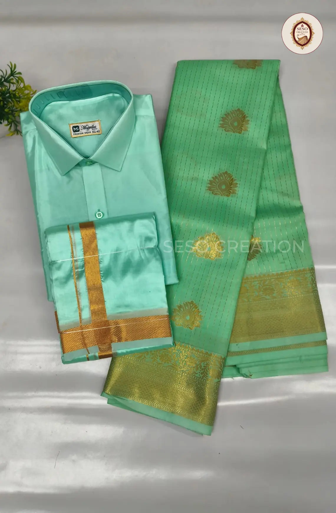 Premium Couple Combo Set with Gold Zari - Rexona