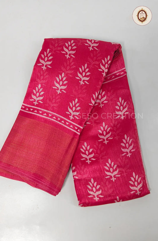 Fancy Saree with Printed Pattern - Rani