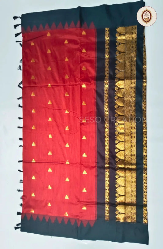 Premium Kalyani Cotton With Korvai Border - Maroon