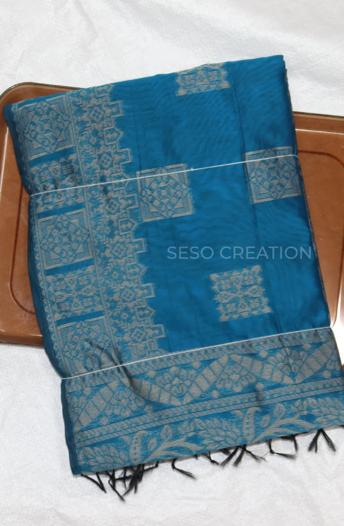 Kota Cotton Saree with Jute Butta Work - Mayil