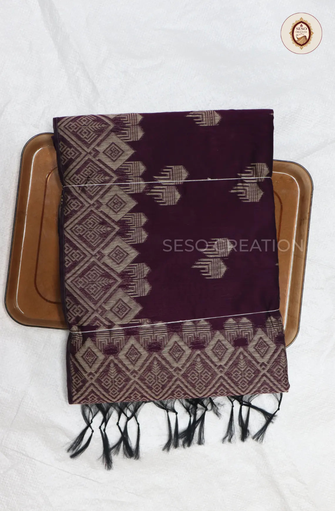 Kota Cotton Saree with Jute Butta Work - Nagapalam