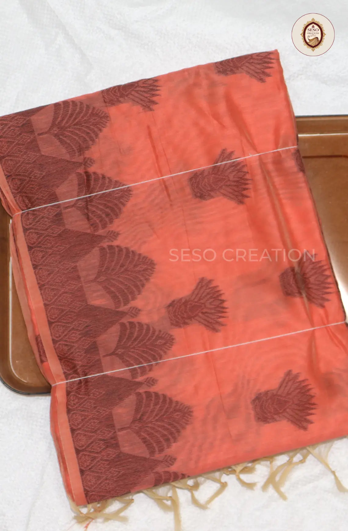 Kota Cotton Saree with Jute Butta Work - Tussar with Baba
