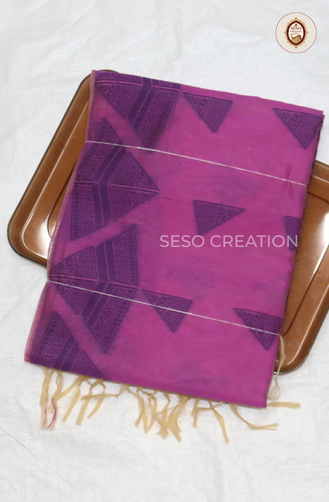 Kota Cotton Saree with Jute Butta Work - Tussar with Vadamalli