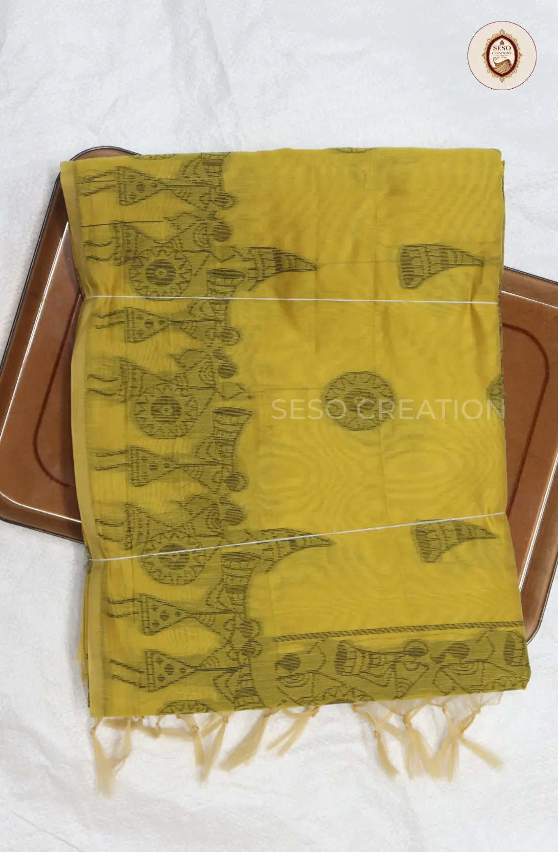 Kota Cotton Saree with Jute Butta Work - Tussar with Venthayam