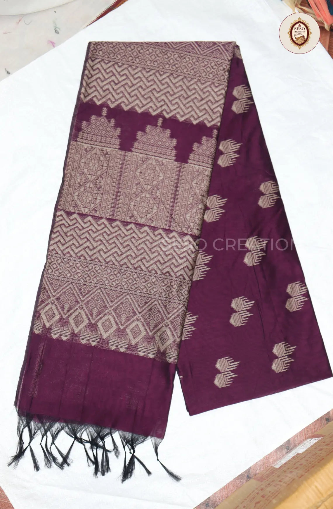 Kota Cotton Saree with Jute Butta Work - Nagapalam