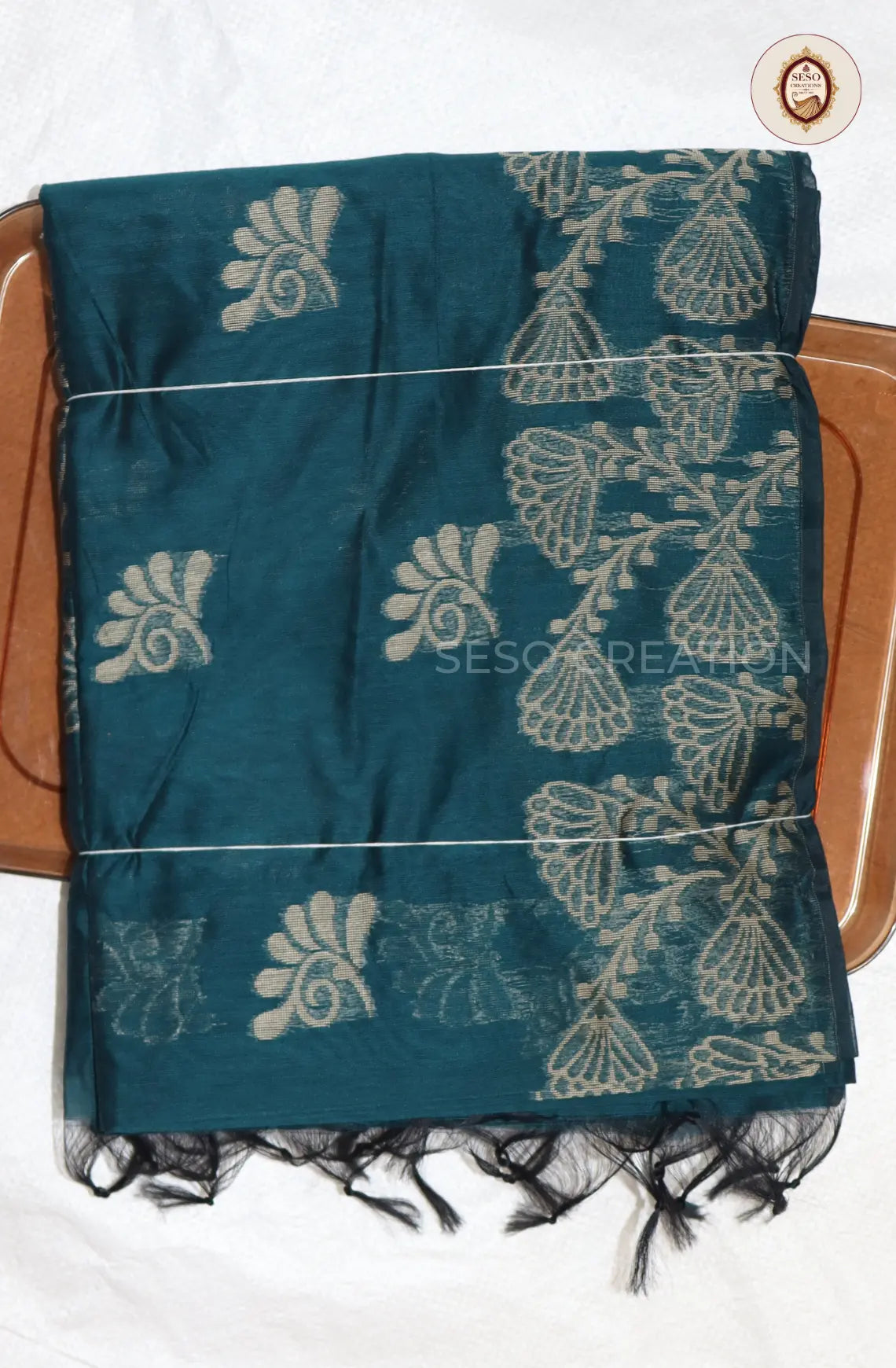 Kota Cotton Saree with Jute Butta Work - Sumathi