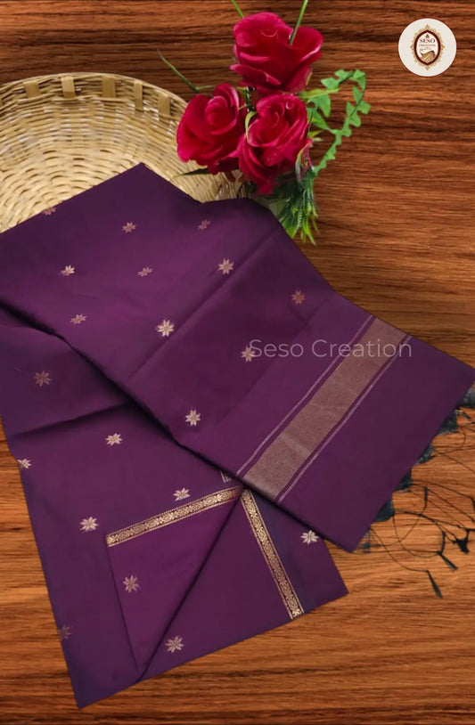 Maheshwari Cotton Saree with Butta Work - Magenta