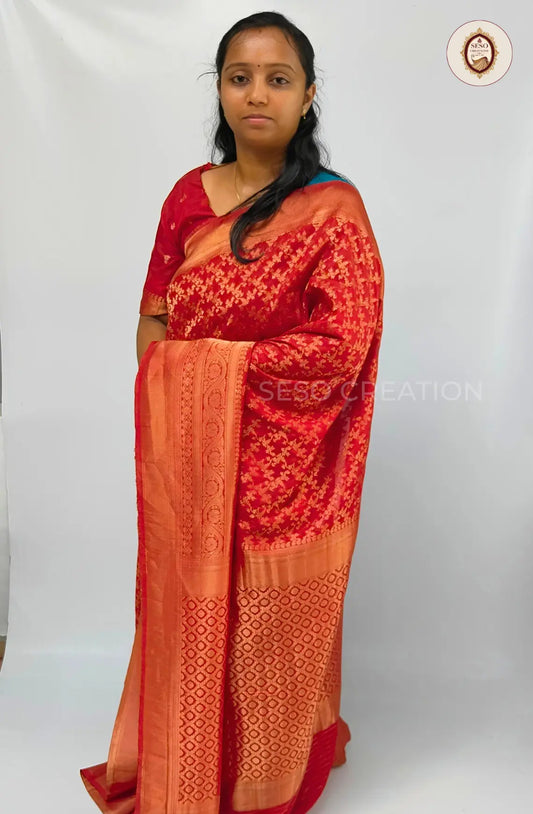 Mysore Crepe Soft Silk Saree - Red
