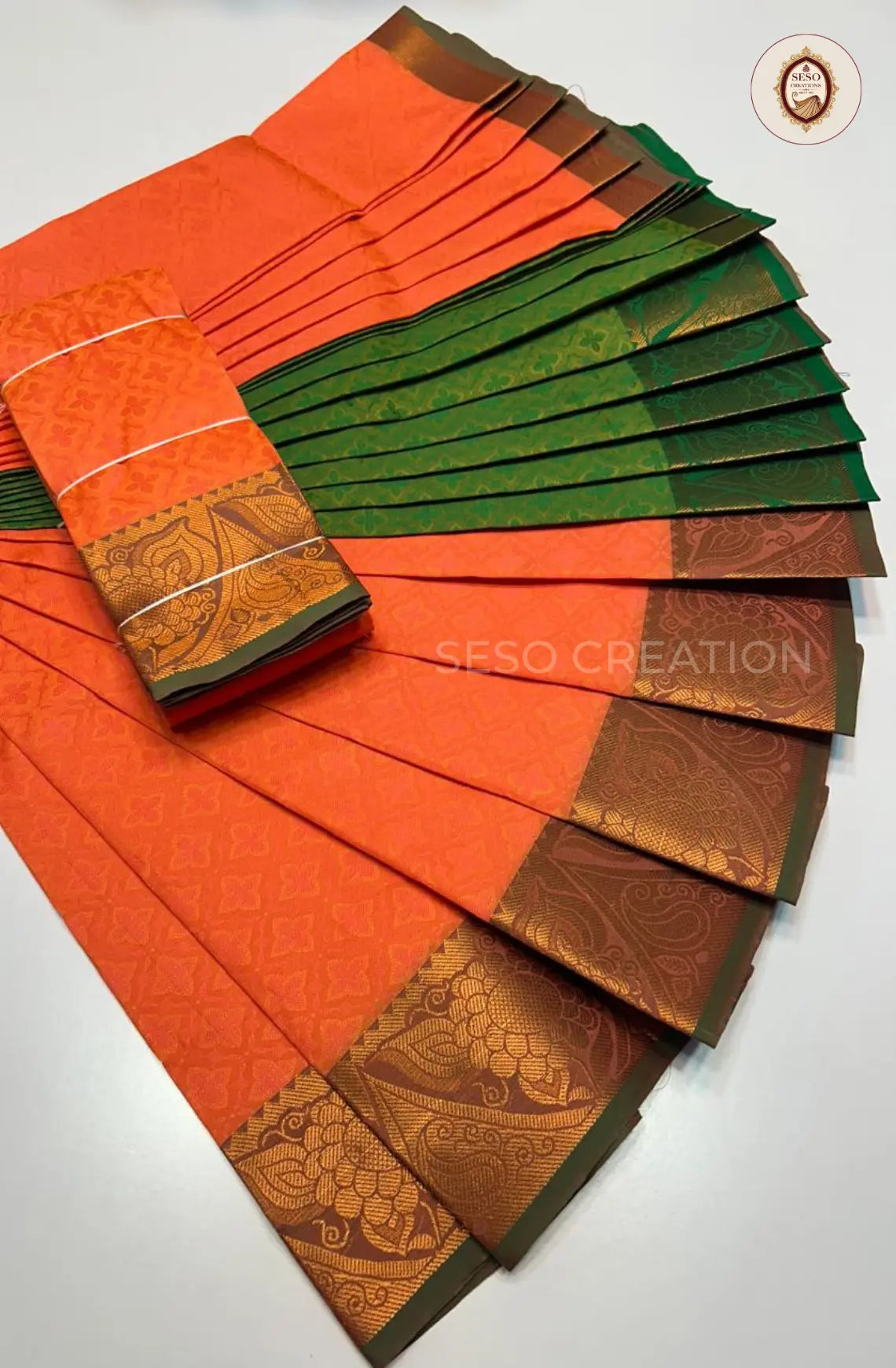 Pavithra Plain Emboss Semi Silk Saree - Kanagamparam