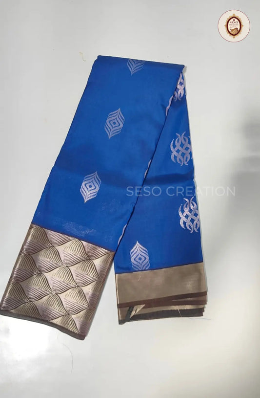 Semi Art Silk with Meena Border - Royal Blue