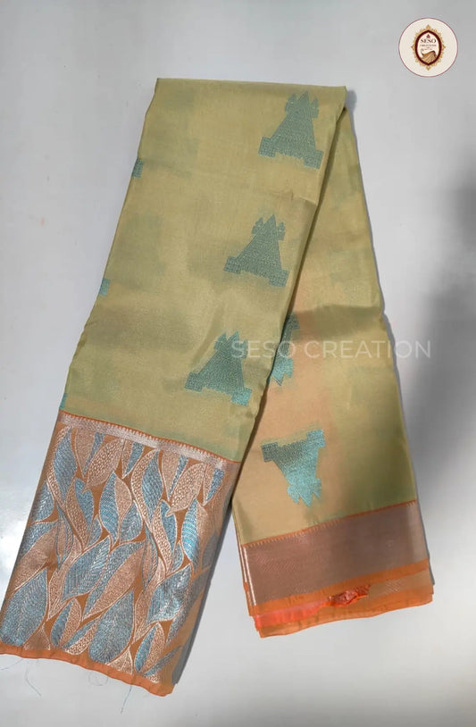 Semi Art Silk with Meena Border - Chutney