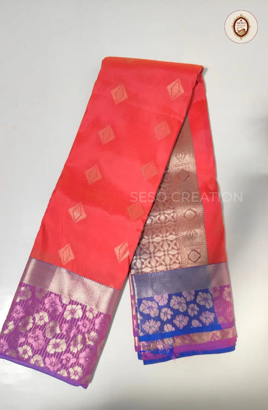 Semi Art Silk with Meena Border - Kanagambaram