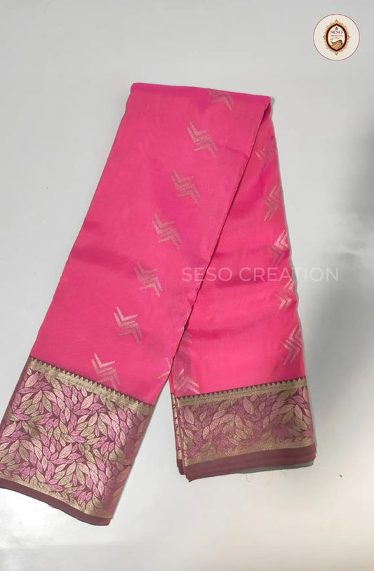 Semi Art Silk with Meena Border - Rani