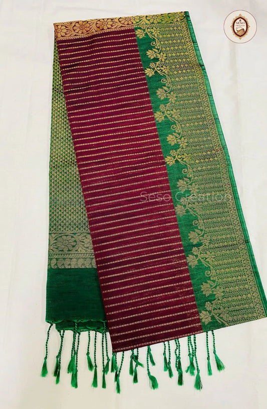 Semi Soft Silk Zari Woven Saree - Maroon