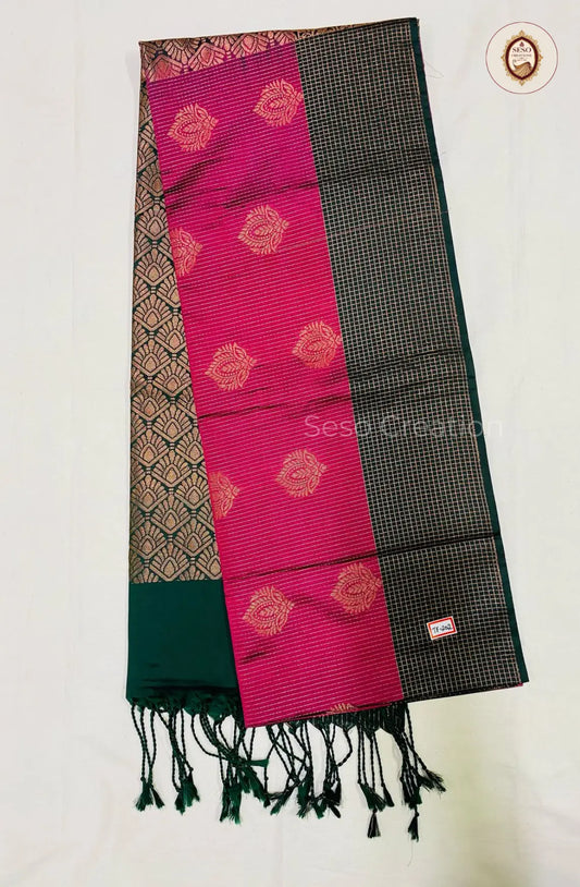 Semi Soft Silk Zari Butta Saree - Pink