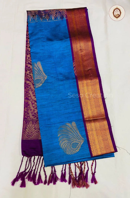 Semi Soft Silk Zari Woven Saree - Royal Blue
