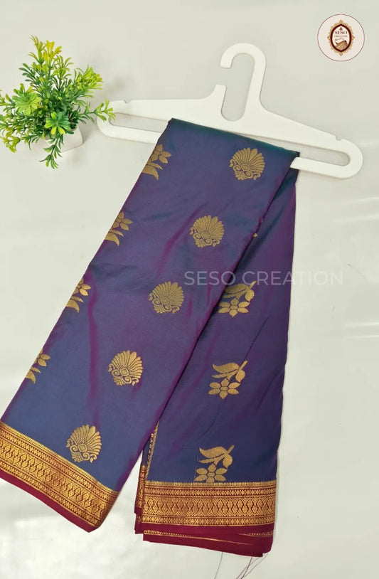 Semi Soft Silk Saree with Zari Woven Border - Nagapalam
