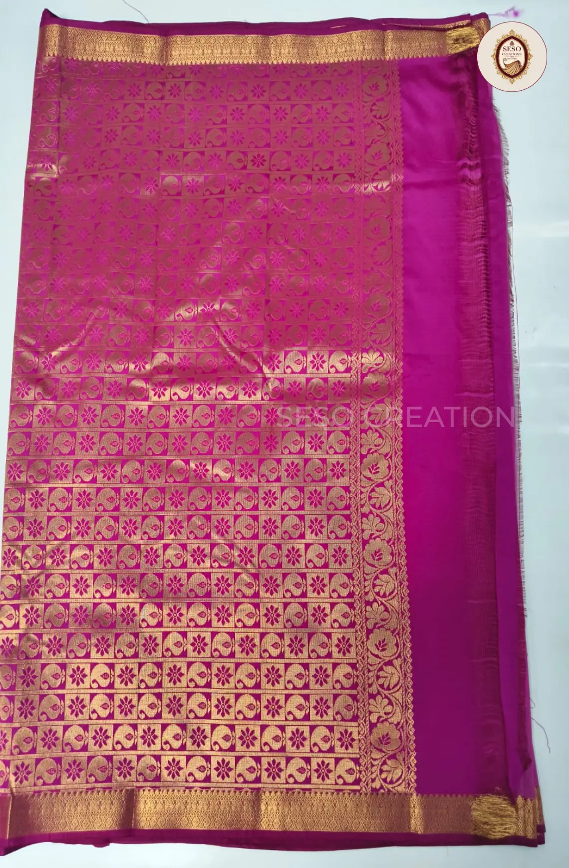 Semi Soft Silk Saree with Zari Woven Border - Rani