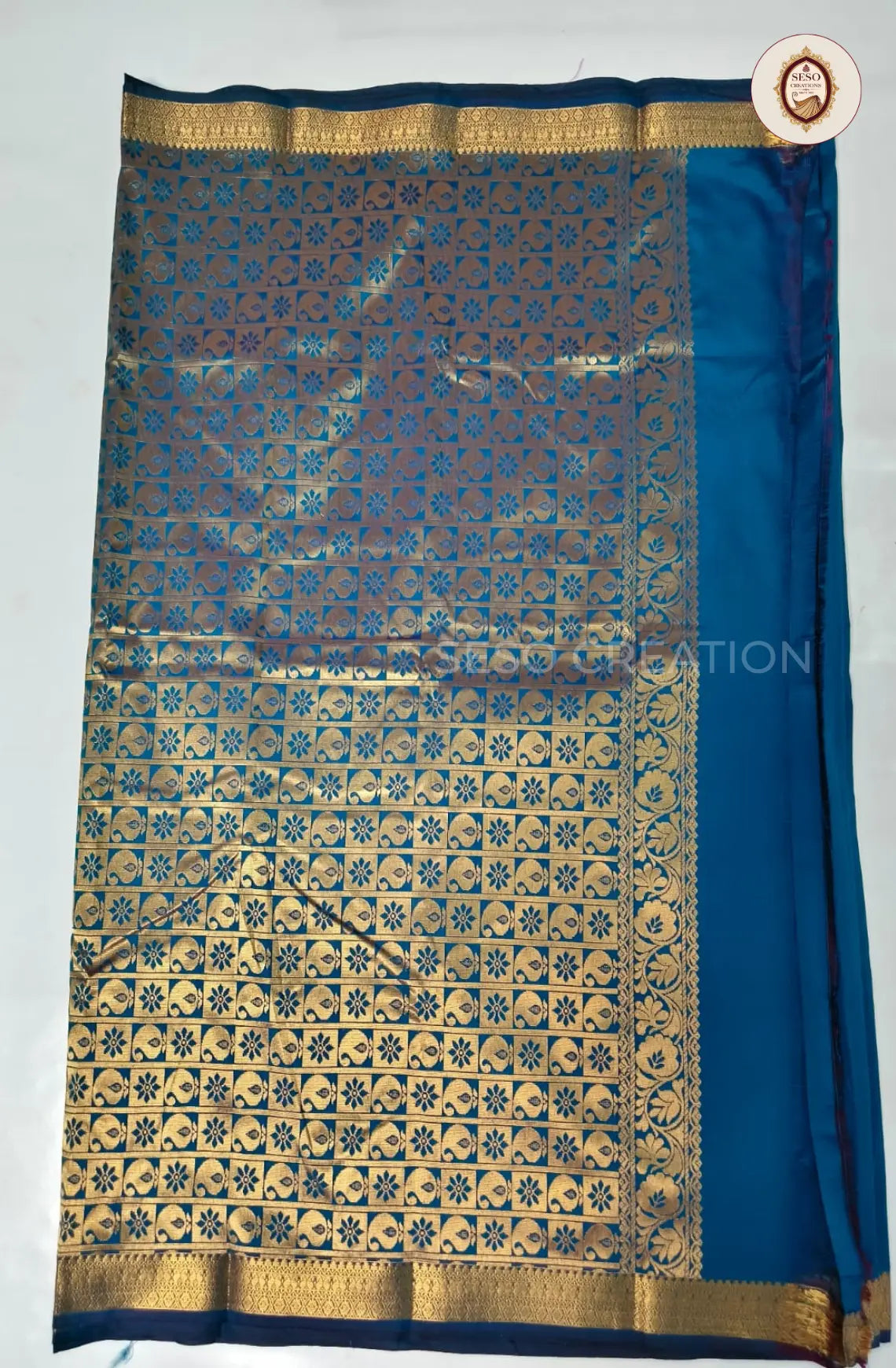 Semi Soft Silk Saree with Zari Woven Border - Royal Blue