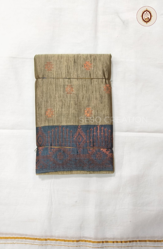 Semi Soft Silk Slub Saree with Butta Work - Grey