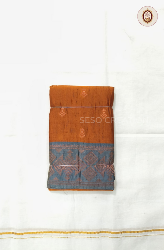 Semi Soft Silk Slub Saree with Butta Work - Orange