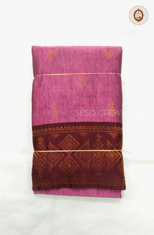 Semi Soft Silk Slub Saree - Rani