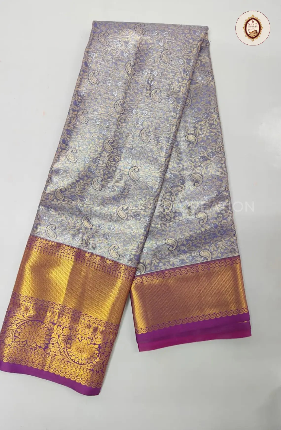 Semi Silk Tissue Saree - Lavender