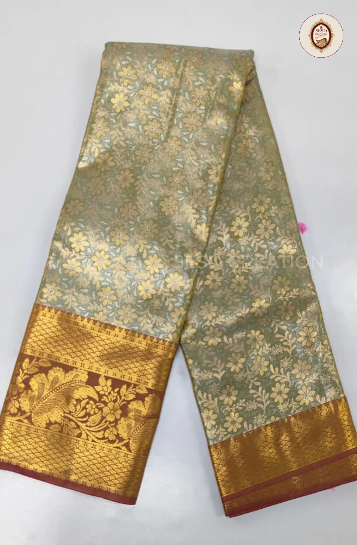Semi Silk Tissue Saree - Mustard Gold