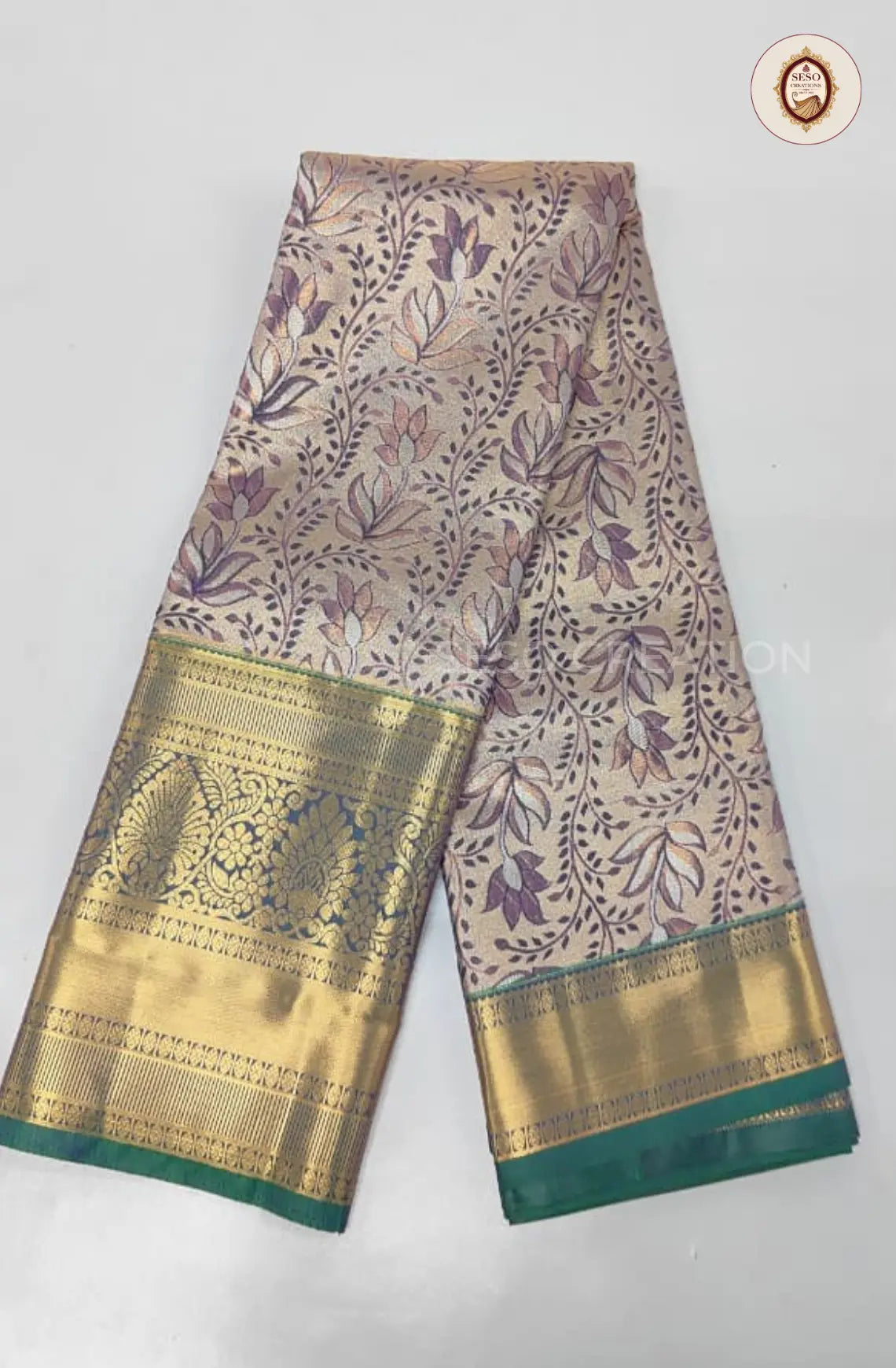Semi Silk Tissue Saree -Pinkish Grey