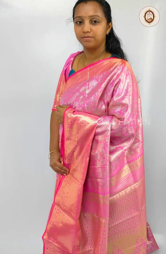 Semi Silk Tissue Saree - Pink