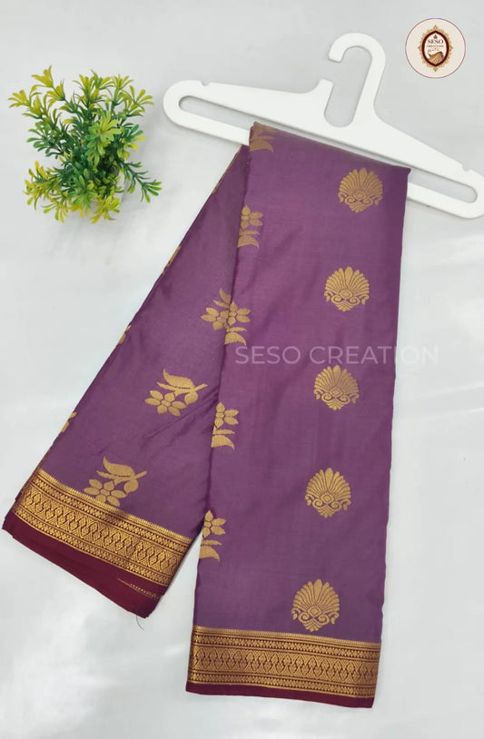 Semi Soft Silk Saree with Zari Woven Border - Vadamalli
